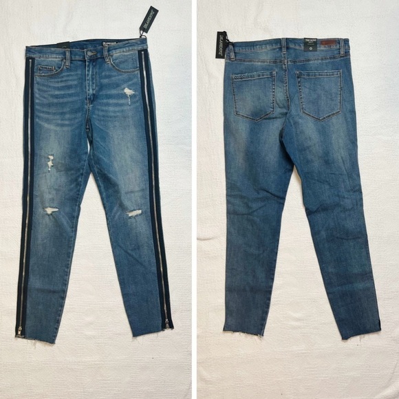 Blank NYC THE BOND Side Zipper Stripe Distressed Skinny Jeans - Picture 9 of 10